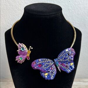 Betsy Johnson Butterfly Necklace with Purple and Gold Accents